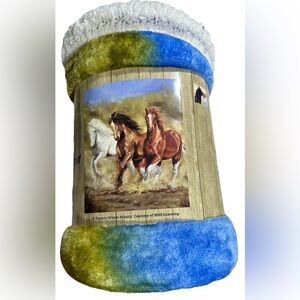 Wild Horses Running Stunning Detailed Plush Sherpa Throw 50” x 60”